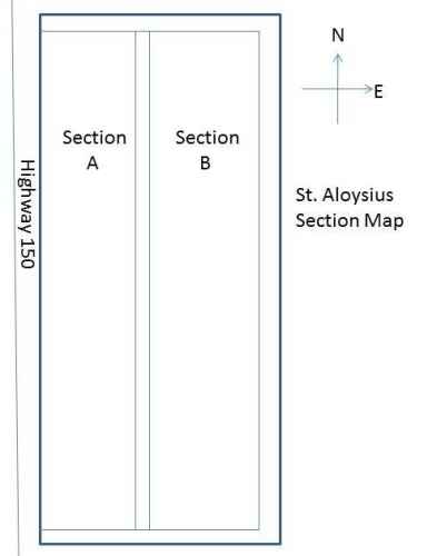 St. Aloysius Catholic Cemetery Section Map